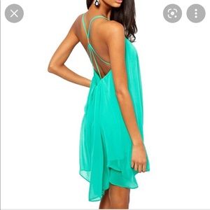 Teal Chiffon Backless Cocktail Dress